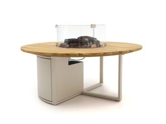 Cosiloft Lounge Feuertisch ø 120 cm (H: 50 cm) - Teakholz