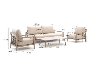 Tierra Outdoor Oasis Sessel-Sofa Lounge-Set 4-teilig verstellbar
