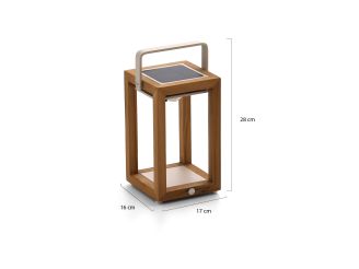 SUNS Tom Solar-Laterne 16x17x28 cm - Natural Teak/Camel Sand