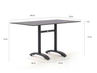 Bellagio Lisio Gartentisch 140x80x73 cm - Kunststoff