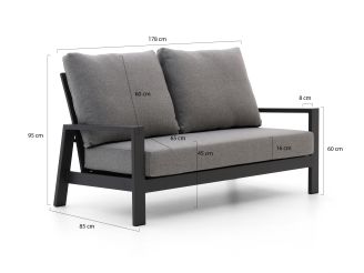 Tierra Outdoor Musone Gartensofa 2-Sitzer 170 cm - Charcoal (inkl. Kissen)