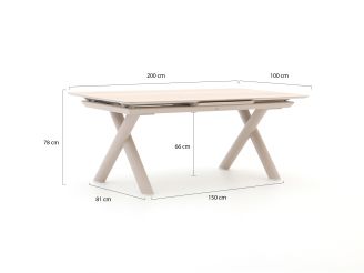 Bellagio Citadella Gartentisch ausziehbar 200/260x100x76 cm - Sintered stone