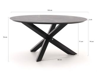 Bellagio Lodola Gartentisch ø 150cm - Sintered stone