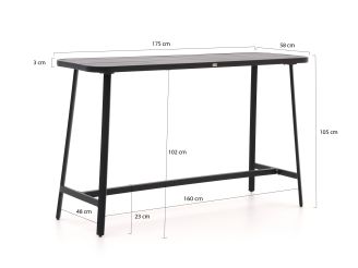 Bellagio Cino 175 cm Gartenbar-Set 5-Teilig Stapelbar