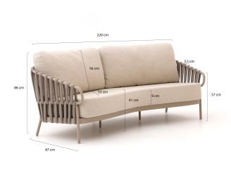 Tierra Outdoor Nuri Gartensofa 3-Sitzer 227 cm - Champagne (inkl. Kissen)