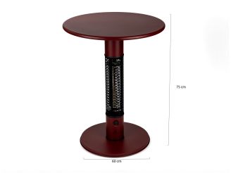 Monti HeatLine Pulse Gartentisch mit Heizstrahler 1500 W ø 60 cm (h: 75 cm) - Rot