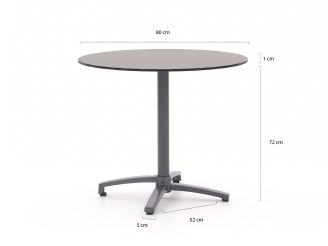 Bellagio Canzo Gartentisch klappbar ø 80 cm (h: 73 cm) - Kunststoff