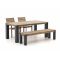 ROUGH-S/ROUGH-X 180 cm Gartenmöbel-Set mit Bank 4-teilig stapelbar